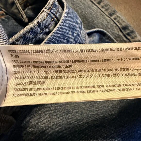 Abercrombie & Fitch A&F Mom Jeans 28 (6R) | High Rise Tie Waist Denim Fray Hem - Picture 9 of 10